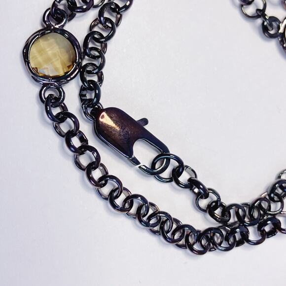 Real Collectibles by Adrienne Glass Rhinestone Cross Pendant Necklace Purple 50" - Picture 12 of 13